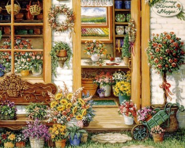  Shop Painting - fancy flower shop garden